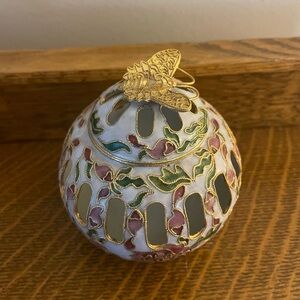 NYCO Enamel Cloisonné Floral Lidded Jar with Butterfly Top – Limited Edition